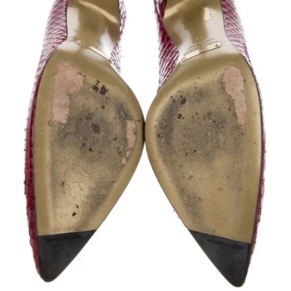 Dolce & Gabbana Burgundy Red Leather Animal/Snakeskin Leather Heels - Picture 6 of 10